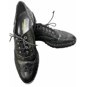 Napoleoni Women’s Black Leather Combat/Moto Ankle Boots EU 37 US 6 Made In Italy